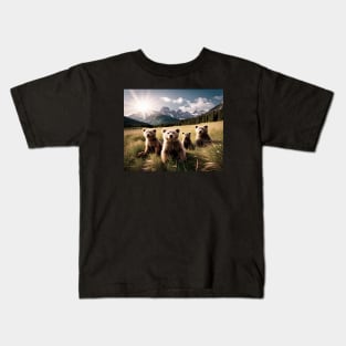 Baby Bears in a Meadow Kids T-Shirt